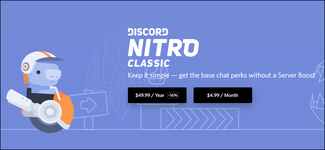 La página de suscripción de Discord Nitro Classic.