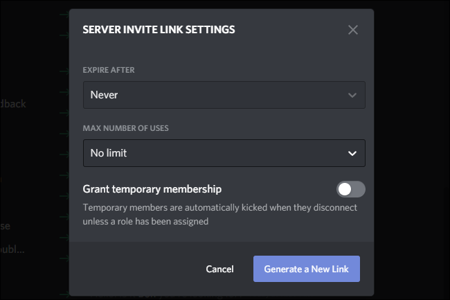 Configuración del enlace de invitación de Discord