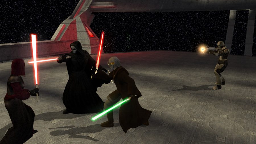 Un duelo con sables de luz en Star Wars: Knights of the Old Repblic 2